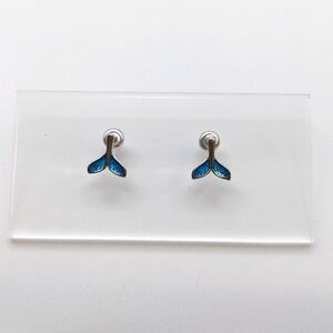 Mermaid tail blue 925 sterling silver stud earrings